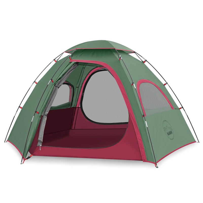 KAZOO Outdoor Family Tent Durable Lightweight, Waterproof Camping Tents Easy Setup, Beach Screen Tent Sun Shade 3 Person (Green) - Image 1